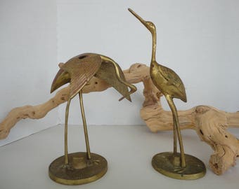 Pair of Brass Cranes