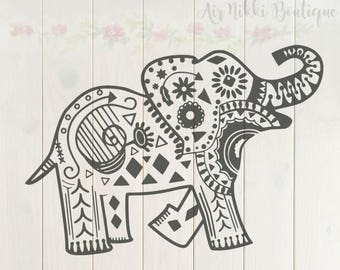 Download Flower elephant SVG trunk up elephant flower cut and print