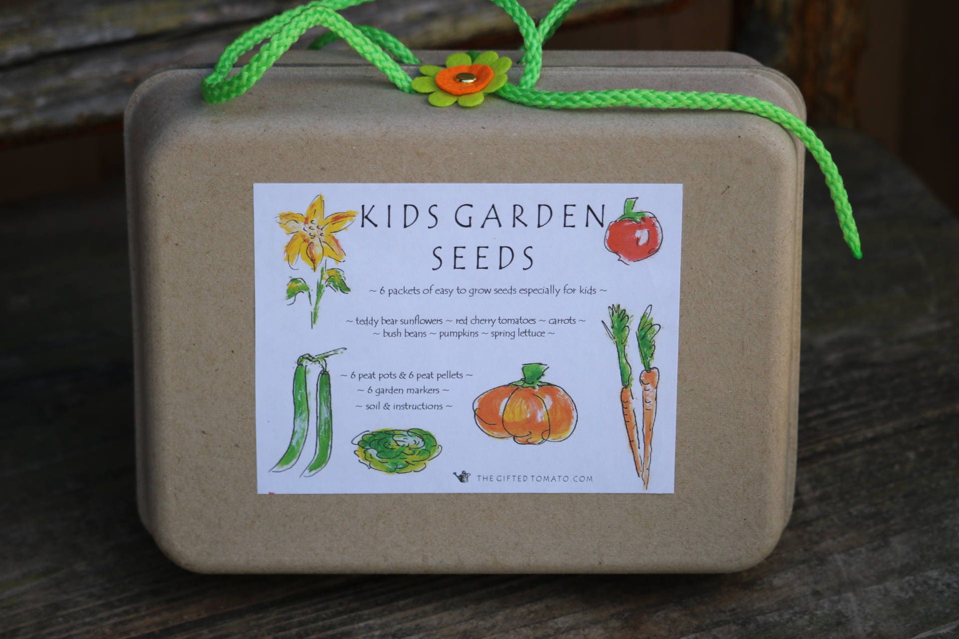 Gardening Kit for Kids with 6 seed packets of vegetable seed