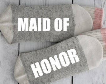 Maid of honor socks, bridesmaid socks, wedding socks, will you be my bridesmaid, wedding party gift, bridesmaid gift, maid of honor gift
