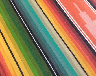 Serape Stripe Fabric - Turq/Orange