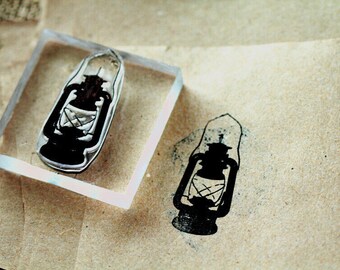 Lantern Rubber Stamp - 3x2 Inches - Camping Stamp - Light Stamp