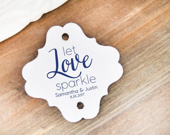 18 Wedding Sparkler Tags, Send Off Tags, Let Love Sparkle Tags, Wedding Party Tags
