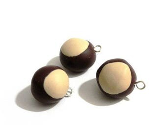 X 1 chestnut brown polymer clay 12mm