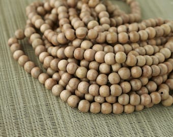 8mm Natural Rosewood Round Premium Wood Beads - 15 inch strand