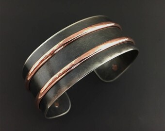 Mixed Metal Cuff Bracelet in Nickel Silver, and Copper