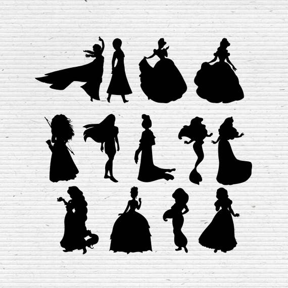 Download Disney Princesses Silhouette SVG Cut File Digital Clipart