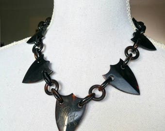 Antique Victorian shields necklace mourning jewellery