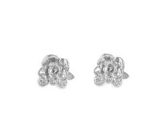 Mini Rose Stud Earrings, Rose Earrings, Stud Earrings, Sterling Silver Earrings, Handmade
