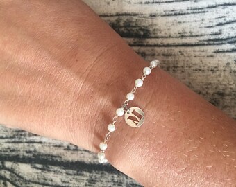 Bracelet with 925 silver bead and brass rosary chain