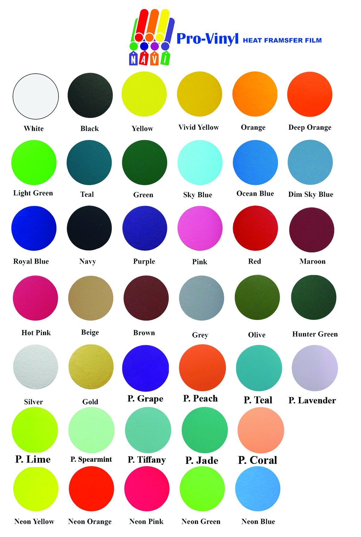 Wholesale 12" x 20" Heat Transfer Vinyl 40 colors to choose from