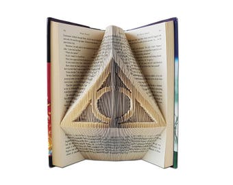 Harry Potter Deathly Hallows Sign folded into the pages of a book - Harry Potter Anniversary gifts - Harry Potter Wedding Gift - Favors