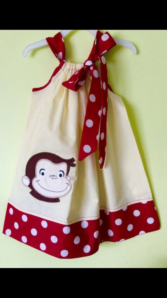 Custom Made Pillowcase Dress Yellow Bebe Dot W/ Curious