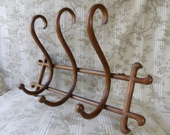 Art Nouveau Bentwood Coat Rack - Three Hooks - Bentwood Hat Rack - Antique Bentwood Furniture - J & J Kohn Coat Rack Thonet Coat Rack
