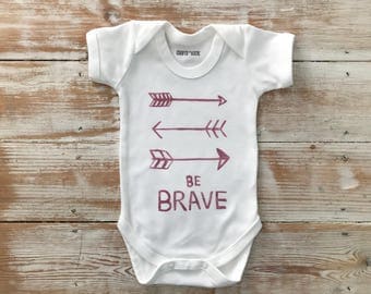 Be Brave Rose Pink Bodysuit - Arrow Onesie - Scandi Baby Vest - Get Well Soon Baby Gift - Organic Baby Clothes- 100% Organic Cotton Bodysuit