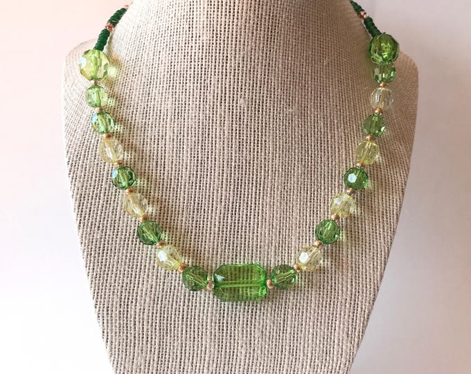 Green and Yellow Acrylic Necklace, Green Simple Necklace, Yellow Necklace, Green Necklace