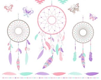 80% OFF SALE Dreamcatcher Clipart, Dream Catcher Clipart, Tribal, Boho, Printable, Commercial Use