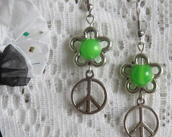Silver earrings flower & peace
