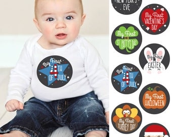 Baby's First Holidays Milestone Stickers - Set of 8 - First Halloween, First Easter, First Christmas, First Valentine’s Day