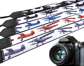 Airplanes camera strap. Multicolor camera strap. Aircraft. DSLR / SLR Camera Strap. Camera accessories. Gift for pilots & dreamers.