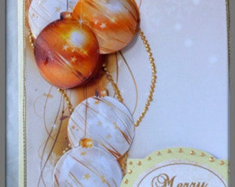 Christmas bauble card, 3D Christmas card, Merry Christmas card, Contemporary Christmas, Ready to ship