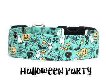Halloween Collar, Halloween Dog Collar, Boy Dog Collar, Girl Dog Collar, Wide Dog Collar, Halloween (Upgrade to Metal Buckle or Martingale)