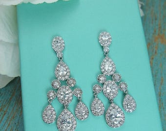 SALE 50% Off Chandelier Wedding Earrings, cubic zirconia earrings, Cubic Zirconia, bridal jewelry, wedding earrings, bridal earrings, earrin