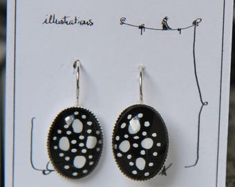 Hand painted * original illustration hand painted earrings * lever BO *.