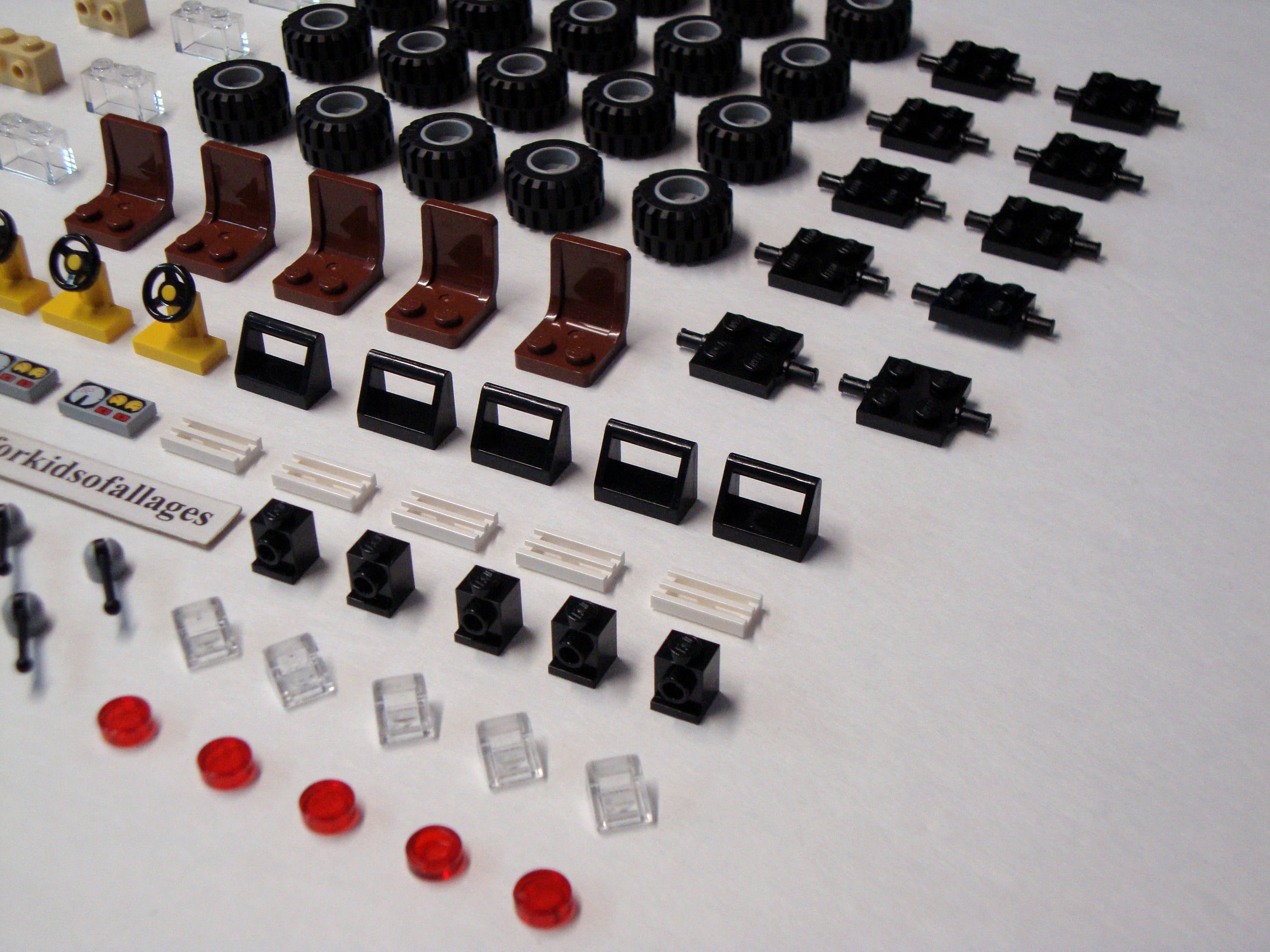 Lego 120 Pieces Wheels/Rims Rubber Tires Axles Steering