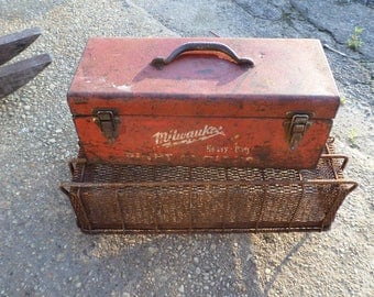 Rusty crusty milwaukee red toolbox steampunk rustic