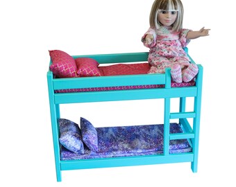 American Girl teal bunk bed, Teal AG bed, AG doll Furniture, 18 inch doll furniture, 18" teal doll bunk bed, 18 inch doll bed, 18" bunk bed