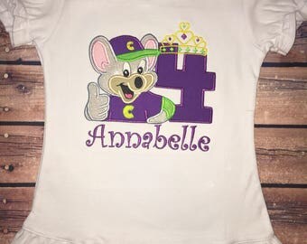 purple chuck e cheese shirt