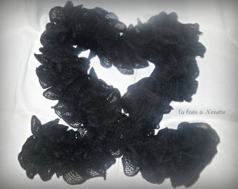 wool, black fashion ruffle scarf