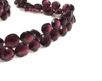 AAA Quality Red Garnet faceted heart shape beads 8"inch strand, Garnet Briolettes 6-7mm