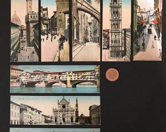 Set of 8 Postcard Bookmarks of Florence, Italy c.1910
