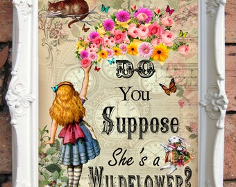 ALICE in Wonderland WALL ART Alice in Wonderland Decoration Alice in Wonderland Party Alice in Wonderland Nursery Mad Hatter Tea Party C:A31
