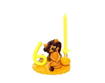 Candle birthday yellow lion boy 6 years