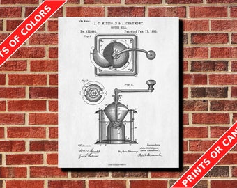 Coffee Grinder Patent Print Kitchen Wall Art Poster Coffee Grinder Blueprint Cafe Art Coffee Poster