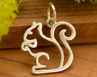 Sterling Silver Squirrel Charm.