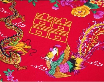 Chinese dragon Phoenix happiness 2 m cotton fabric