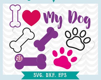 Dog bone svg, footprint dog svg, paw svg, monogram footprint svg, dxf, eps, ai. Monogram bone.