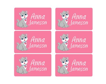 95ct Stick On Clothing Name Labels, Kids Clothing Labels, Personalized Uniform Name Labels, Baby Clothing Kitty, Washable Clothing Labels