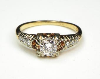 Antique Diamond Ring Vintage European Cut Diamond Engagement Ring Pre-Engagement Ring Promise Ring Gold Diamond Ring Engagement