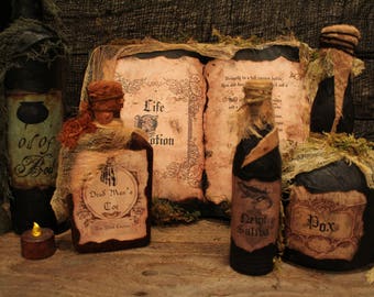 Hocus Pocus Spell Book and Potion Bottle Set, Halloween Decor, Halloween Decorations, Halloween Prop, Sanderson Sisters, Life Potion