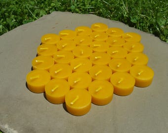 100% Beeswax Tealight Candles - 30 Tealight REFILLS - Free Ship!