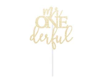 mr onederful Cake Topper - Any Color Glitter ONEderful Topper
