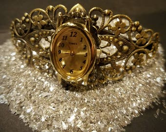 Antique inspired upcycled watch bracelet