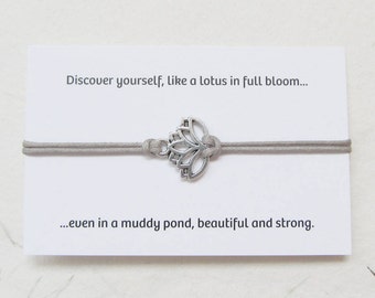 Wish bracelet, yoga bracelet, lotus jewelry, lotus bracelet