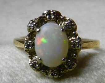Opal Engagement Ring Opal Halo Diamond Ring Pear Halo
