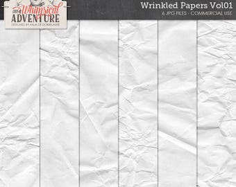 Wrinkled Papers, Folded Textures, Digital Scrapbook Papers, Commercial Use OK, Overlays, Digital Backgrounds, Wrapping Paper, Texturizers